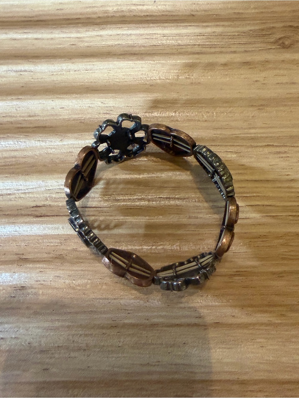Vintage Inspired Mixed Metal Link Panel Bracelet - Picture 3 of 4